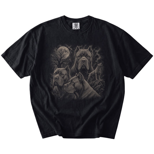 Vintage moon montage featuring Cane Corso on a Black Comfort Colors® T-shirt