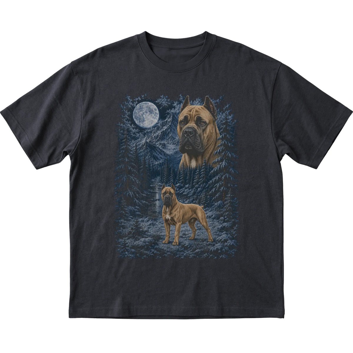 Cane Corso Forest Moon T-Shirt in Black