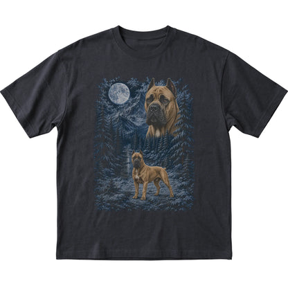 Cane Corso Forest Moon T-Shirt in Black