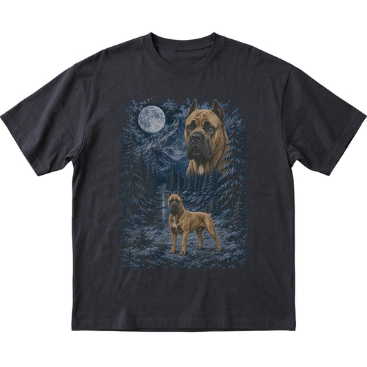 Cane Corso Forest Moon T-Shirt in Black