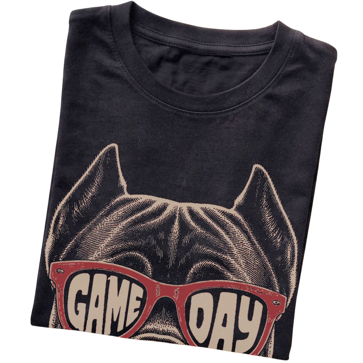 Black Cane Corso Game Day Sunglasses T-shirt, folded