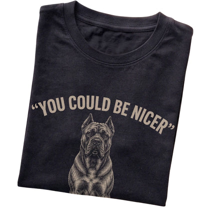 Cane Corso Guard Dog T-Shirt in Black — folded detail