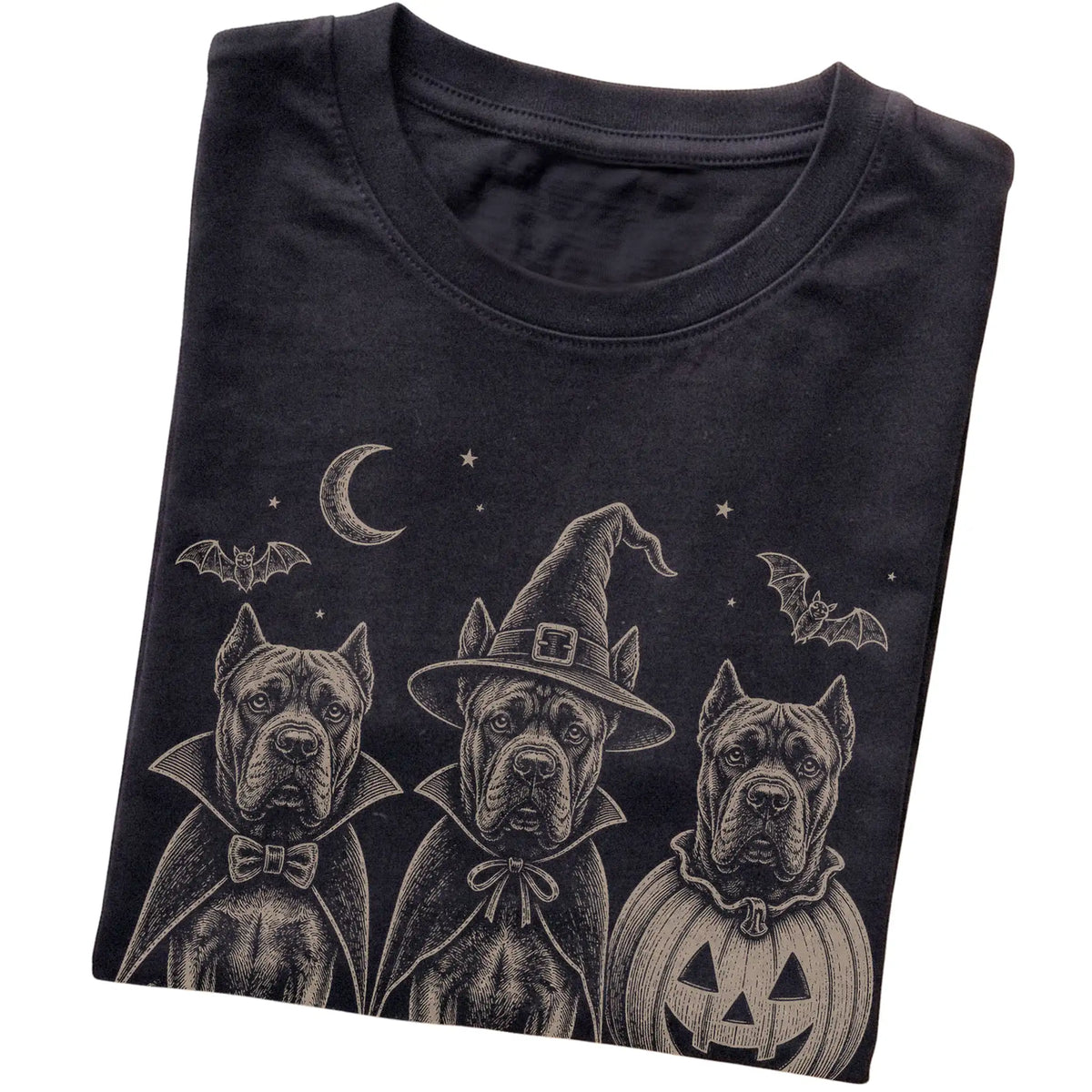 Black Cane Corso Halloween Costume T-shirt, folded view