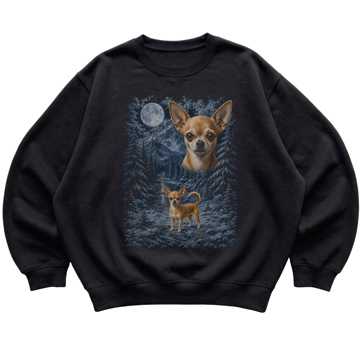 Chihuahua Forest Moon Sweatshirt in Black