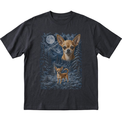 Chihuahua Forest Moon T-Shirt in Black