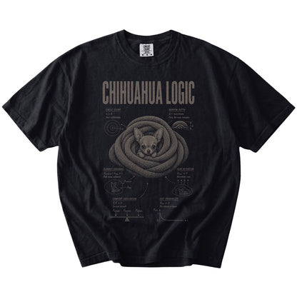 Black Chihuahua Logic T-Shirt laid flat