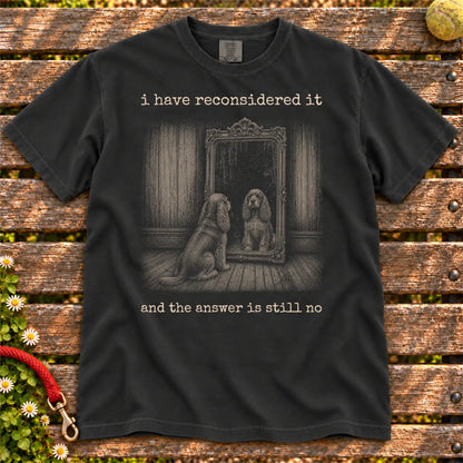 Antisocial Cocker Spaniel design on a Black Comfort Colors T-shirt, shown flat