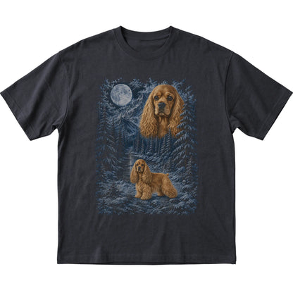 Cocker Spaniel Forest Moon T-Shirt in Black