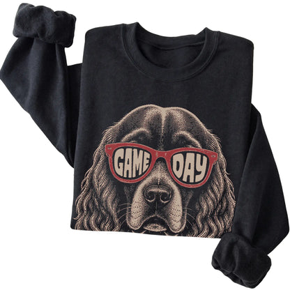 Black Cocker Spaniel Game Day Sunglasses sweatshirt, folded