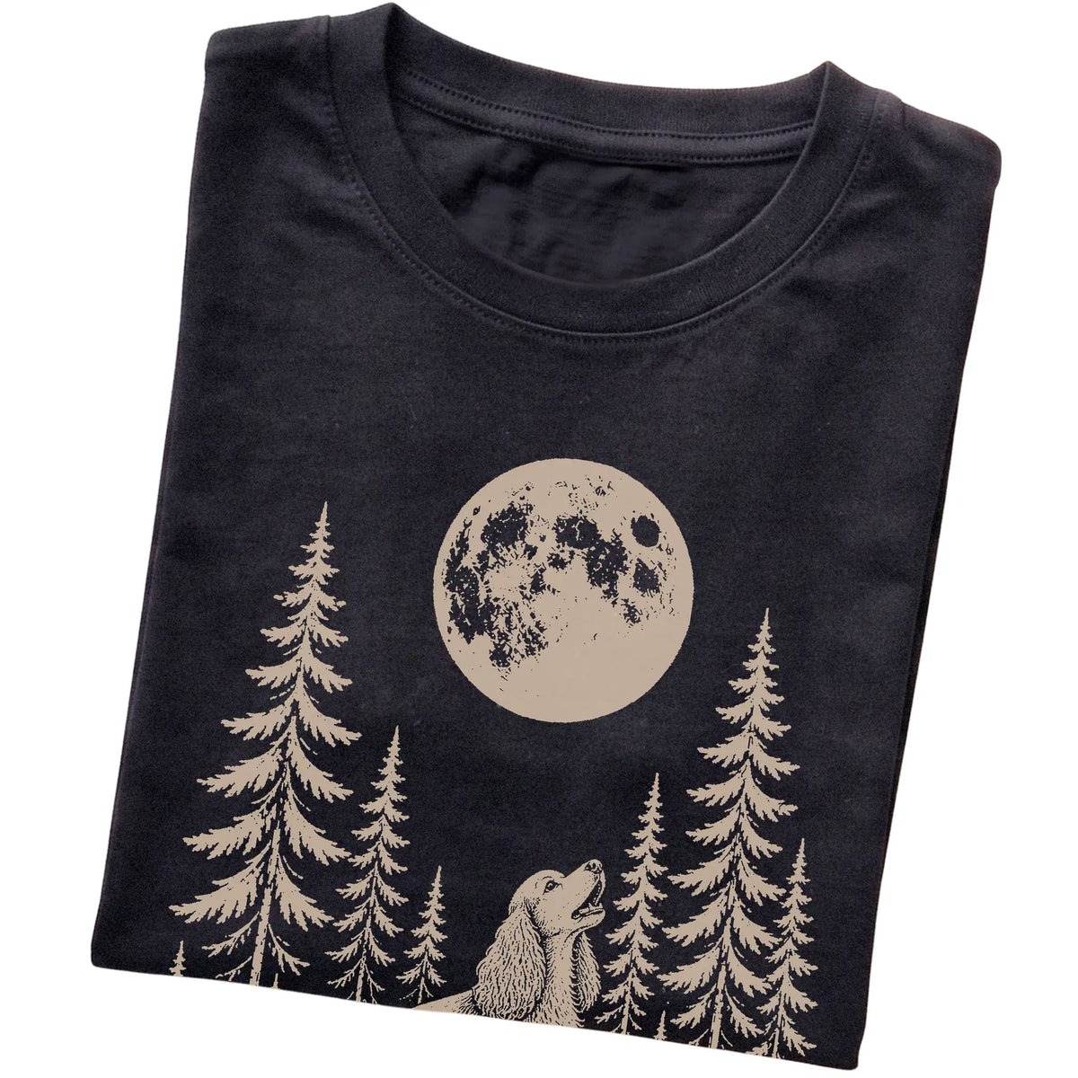 Cocker Spaniel Howling at the Moon softstyle T-shirt in Black