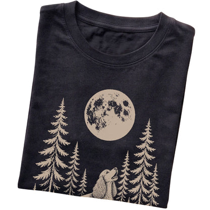 Cocker Spaniel Howling at the Moon softstyle T-shirt in Black