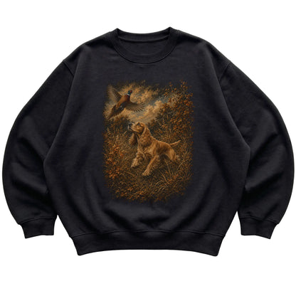 Cocker Spaniel Pheasant Hunting Sweatshirt in Black