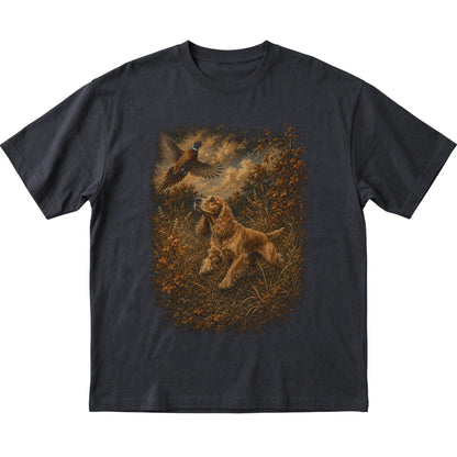 Cocker Spaniel Pheasant Hunting T-Shirt in Black