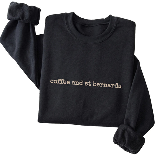 Black Coffee and St Bernards sweatshirt folded to show the printed design