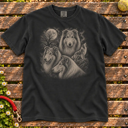 Collie 90s Moon design on a Black T-shirt shown flat