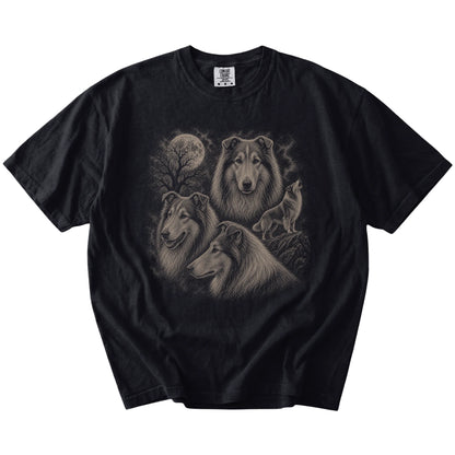 Vintage moon montage featuring Collie on a Black Comfort Colors® T-shirt
