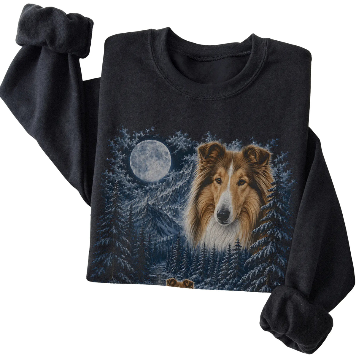 Collie Forest Moon Sweatshirt in Black