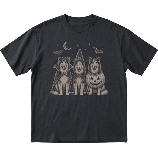 Black Collie Halloween Costume T-shirt, flat view