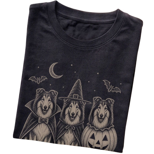 Black Collie Halloween Costume T-shirt, folded view