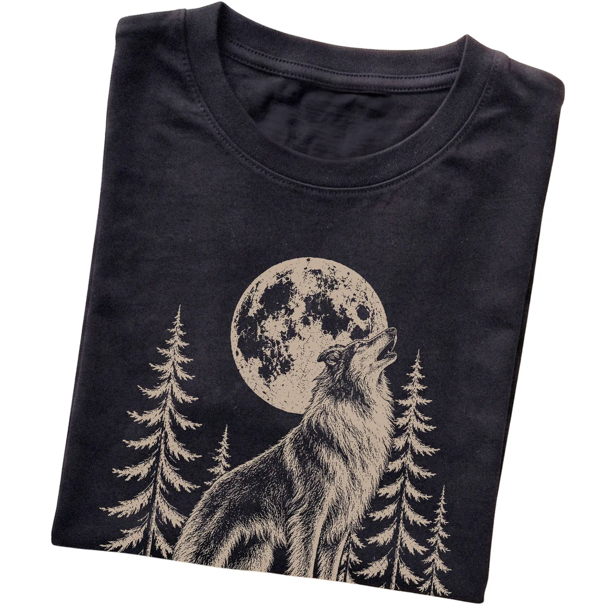 Collie Howling at the Moon softstyle T-shirt in Black