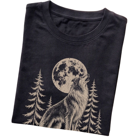Collie Howling at the Moon softstyle T-shirt in Black
