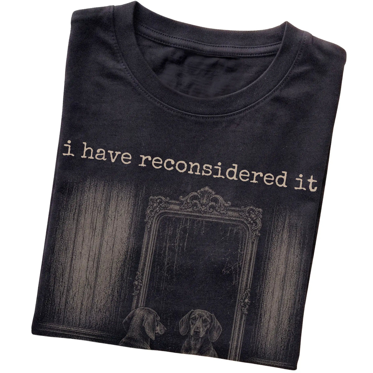 Black Dachshund The Answer Is Still No T-shirt, folded view