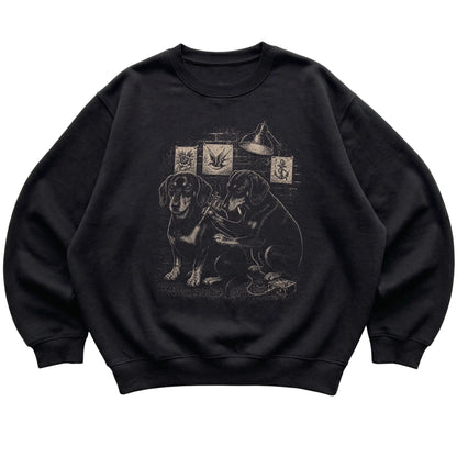 Black Dachshund Dog Tattoo Artist shirt laid flat