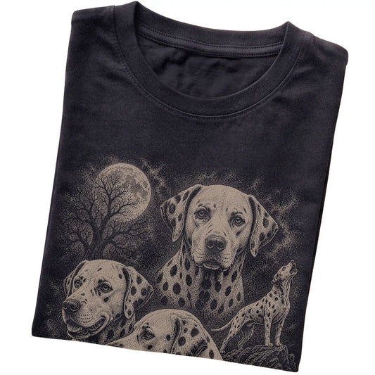 Dalmatian 90s Moon T-Shirt in Black — folded detail
