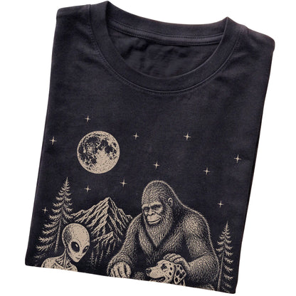 Black Dalmatian Camping with Bigfoot and Alien folded detail view