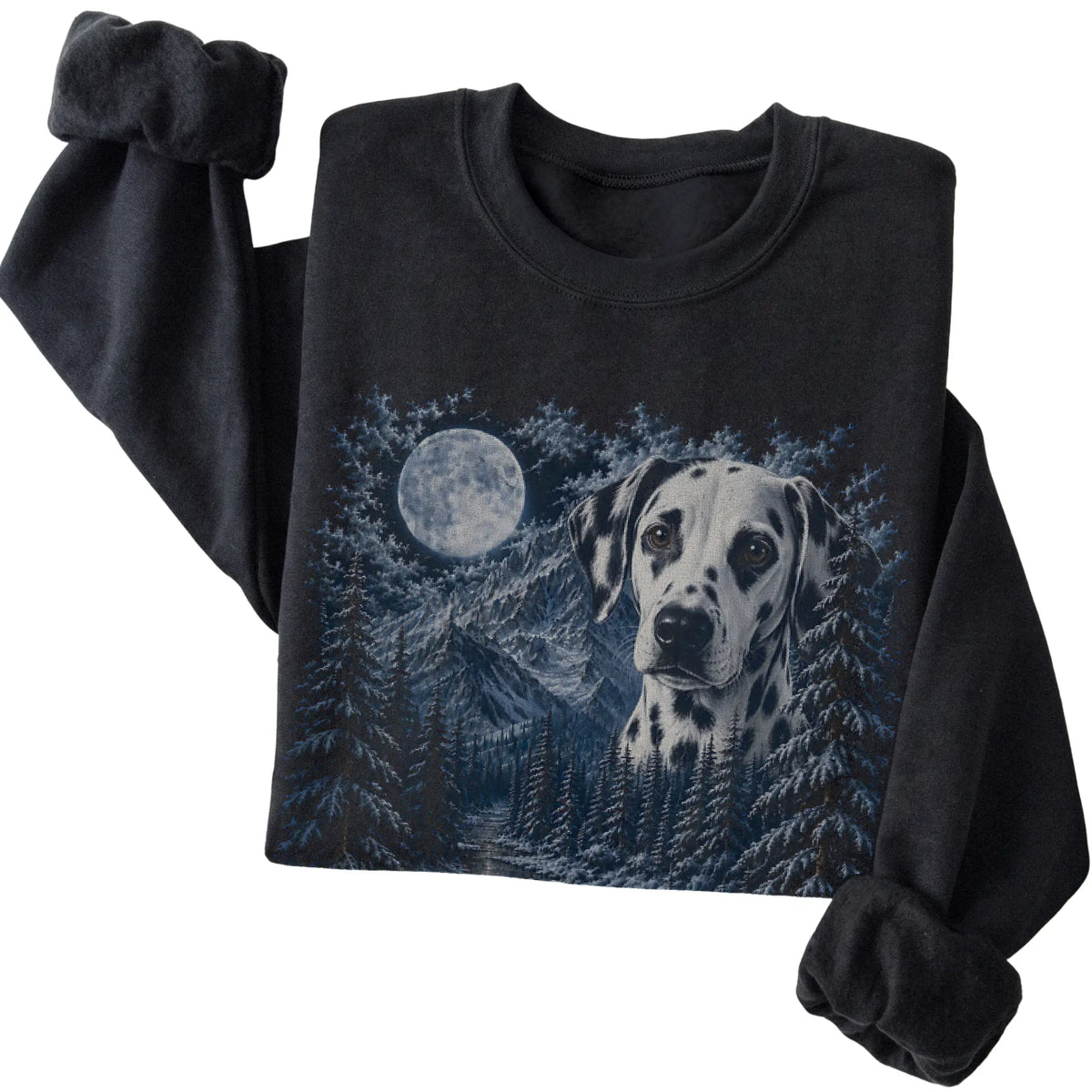 Dalmatian Forest Moon Sweatshirt in Black