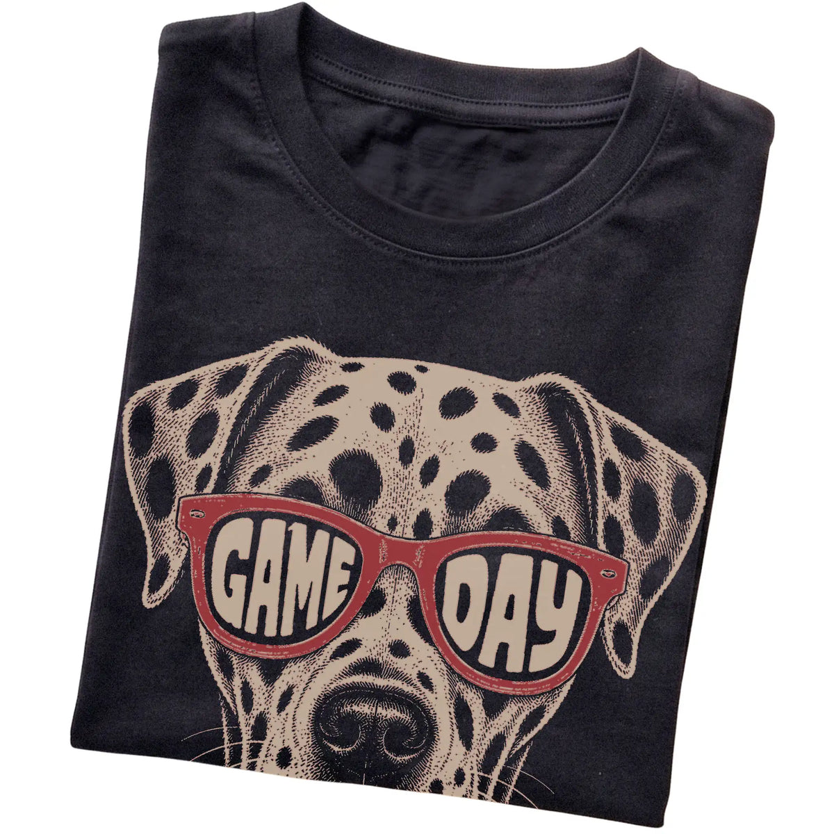 Black Dalmatian Game Day Sunglasses T-shirt, folded