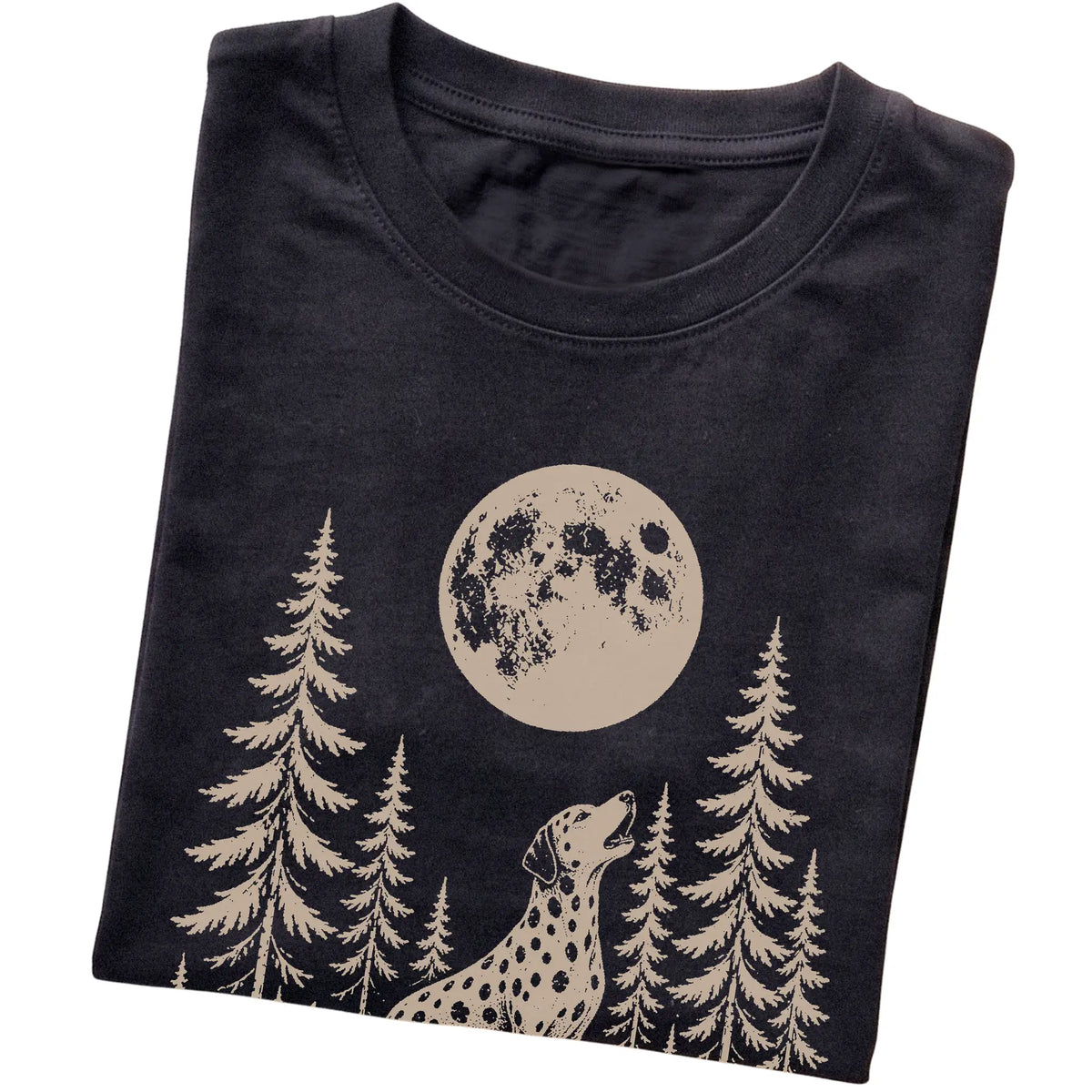 Dalmatian Howling at the Moon softstyle T-shirt in Black