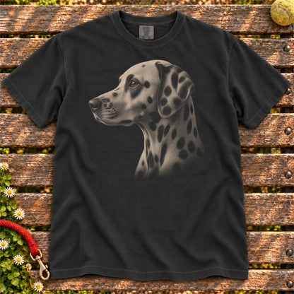 Dalmatian Photo design on a Black Comfort Colors T-shirt, shown flat
