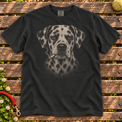 Dalmatian smoking design on a Black t-shirt
