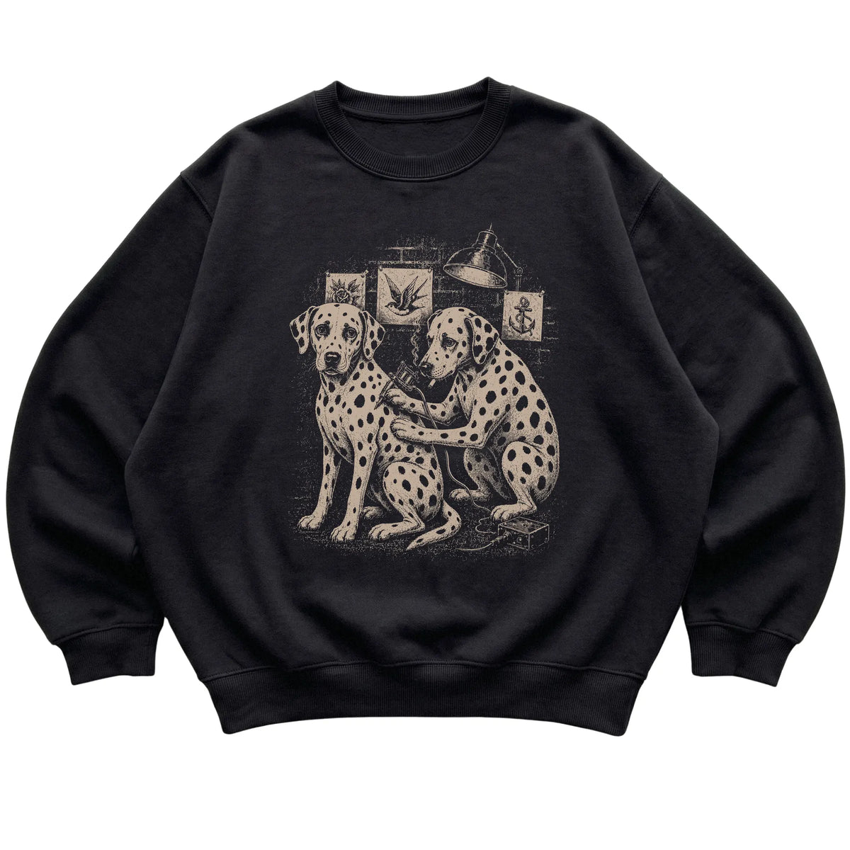 Black Dalmatian Dog Tattoo Artist shirt laid flat