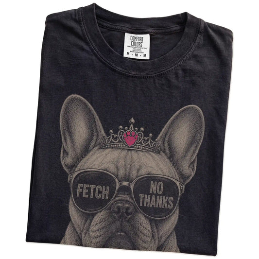 Folded Black Diva French Bulldog T-Shirt showing the graphic