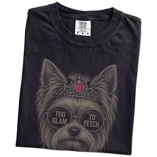 Folded Black Diva Yorkie T-Shirt showing the graphic