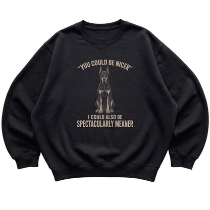 Doberman Guard Dog Sweatshirt in Black — flat lay