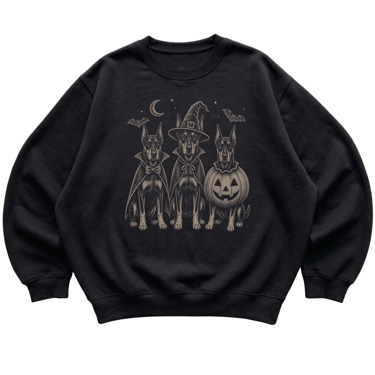 Black Doberman Halloween Costume sweatshirt, flat view
