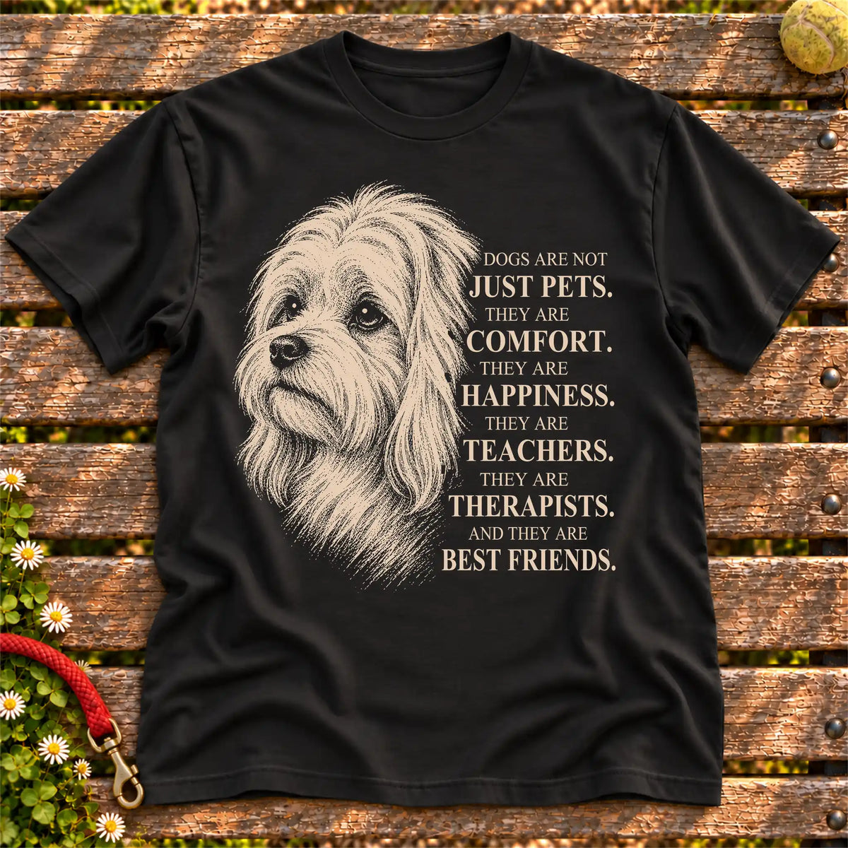 Dogs Are Not Just Pets Maltese text design on a Black softstyle T-shirt
