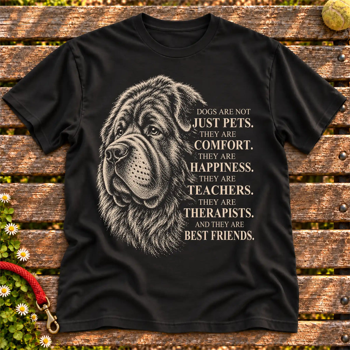 Dogs Are Not Just Pets Newfie text design on a Black softstyle T-shirt