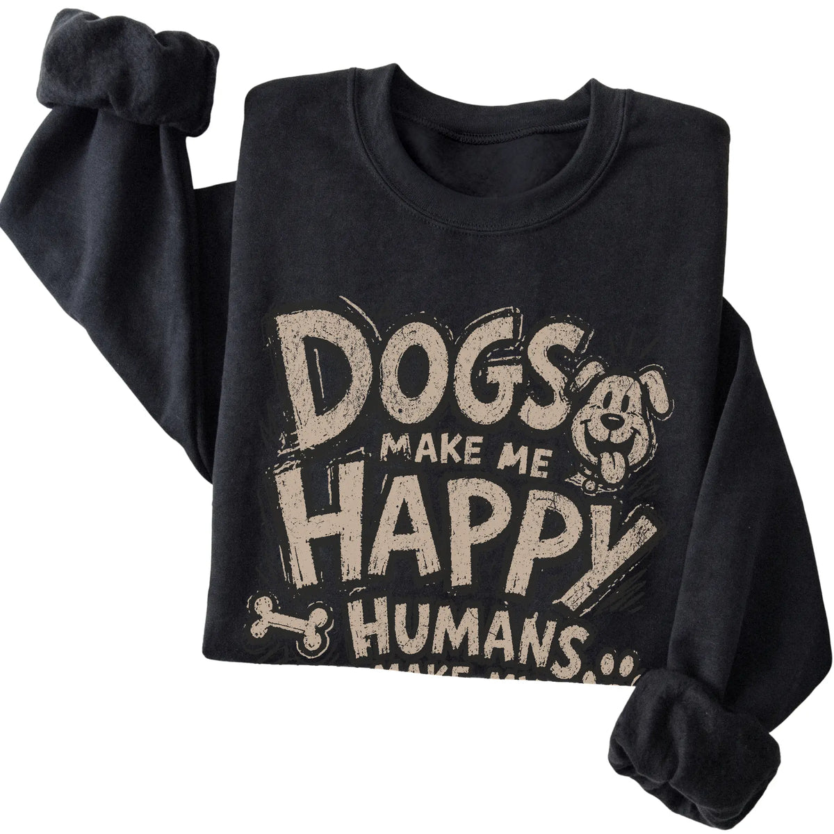 Black Dogs Make Me Happy Humans Make My Head Hurt folded detail