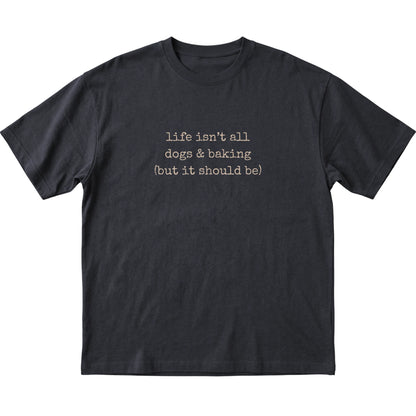Black Dogs and Baking T-shirt laid flat