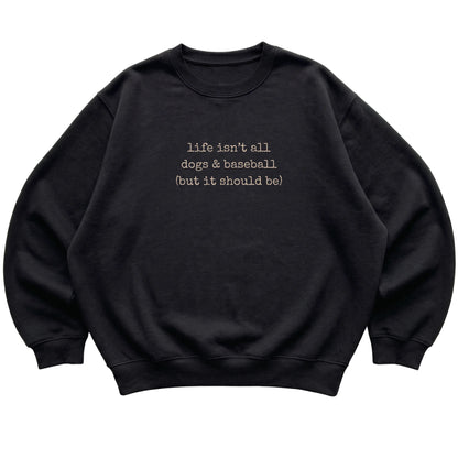 Black Dogs and Baseball sweatshirt laid flat