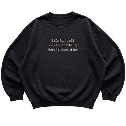 Black Dogs and Knitting sweatshirt laid flat