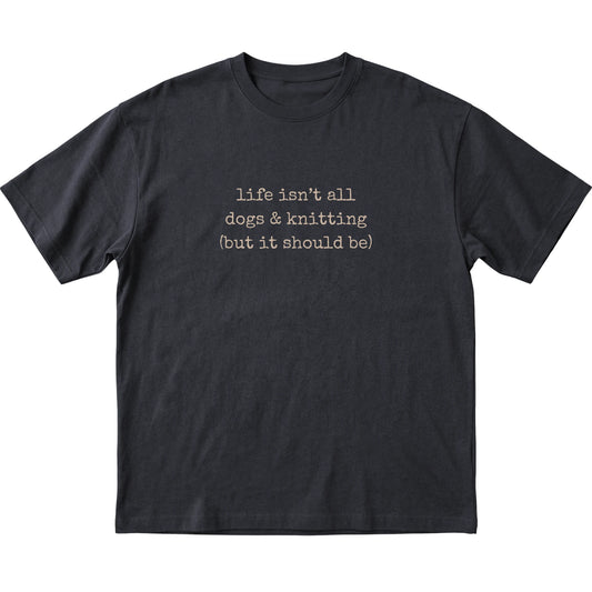 Black Dogs and Knitting T-shirt laid flat