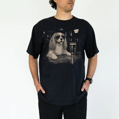 Black Cavalier at a bar beside a pint, worn in a studio setting