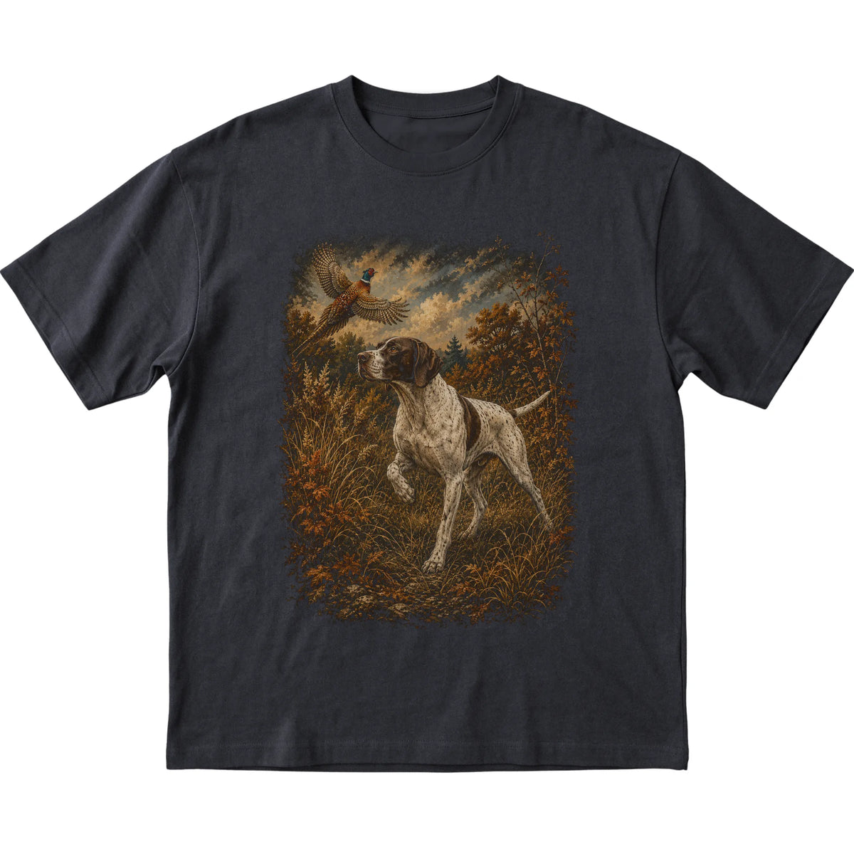 English Pointer Pheasant Hunting T-Shirt in Black