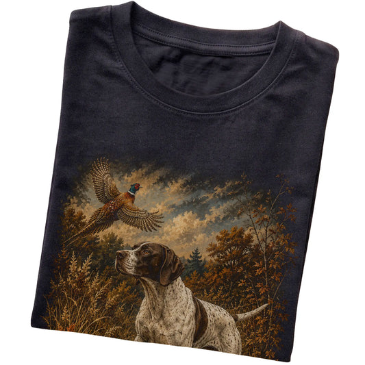 English Pointer Pheasant Hunting T-Shirt in Black