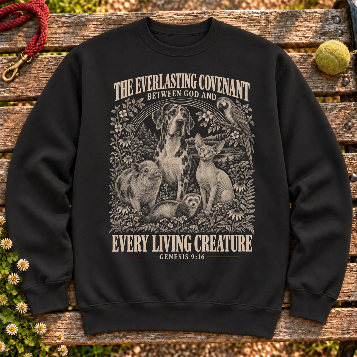 Black Every Living Creature scripture crewneck sweatshirt